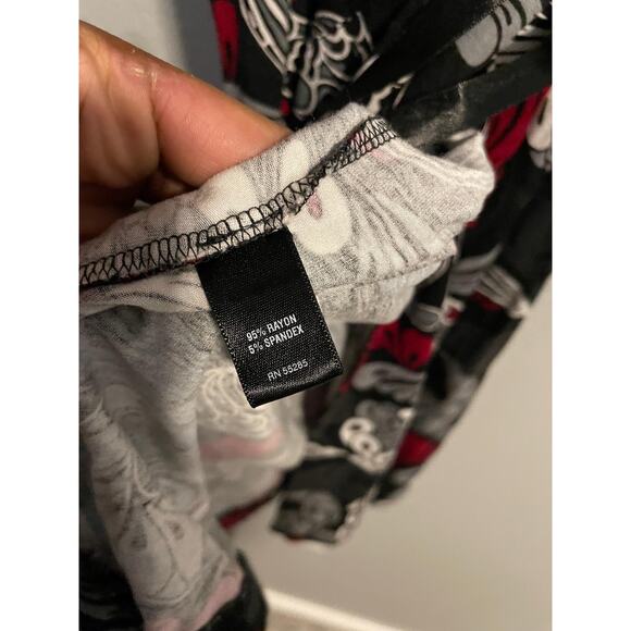 Express Wrap Dress Womens Medium Black Red Floral Tie Surplice Whimsigoth Y2K - Picture 3 of 7